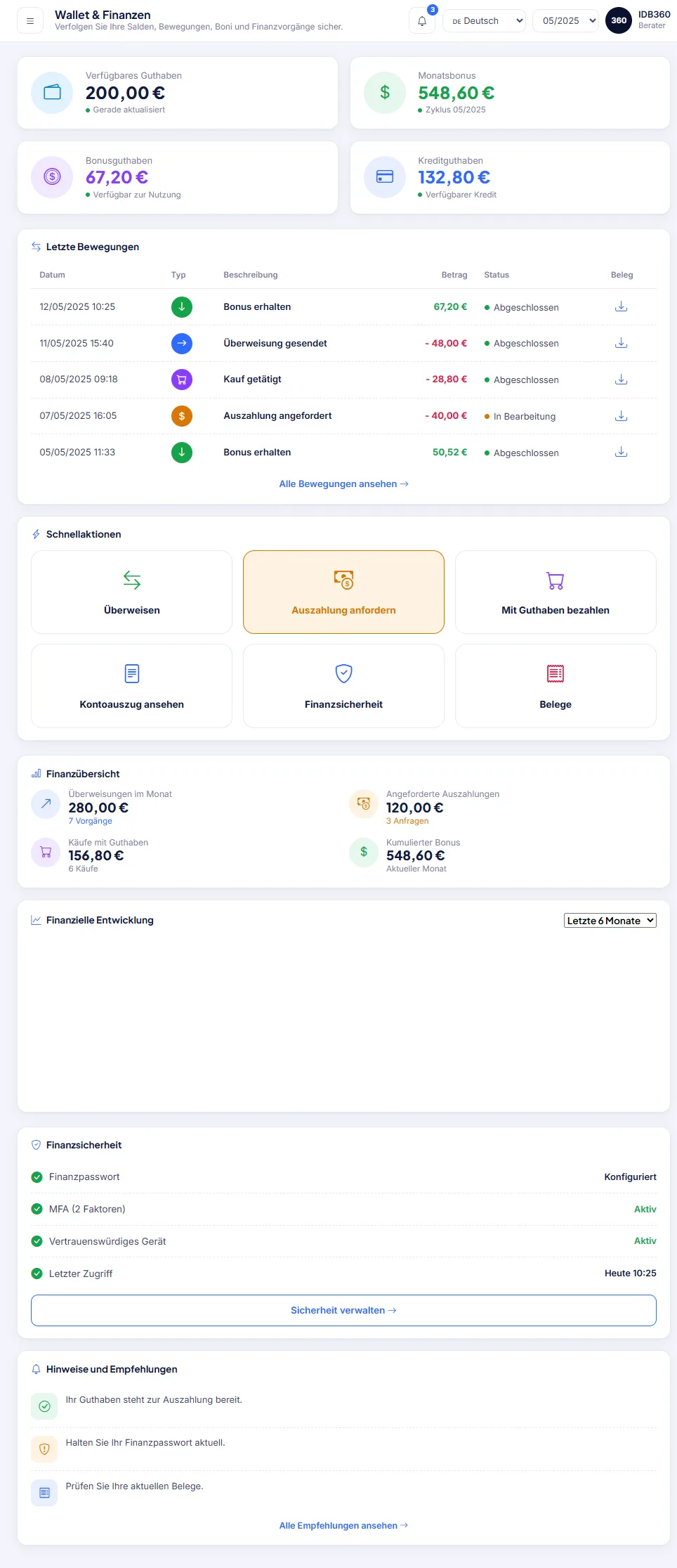 Wallet und Finanzen von IDBCONNECT