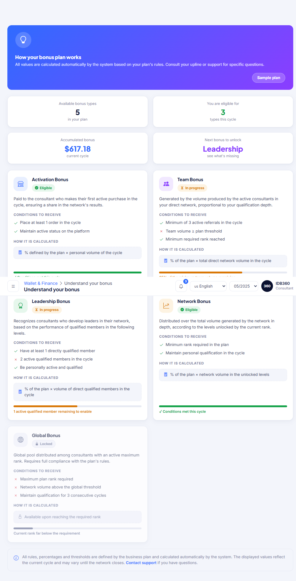 Understand the bonus in IDBCONNECT