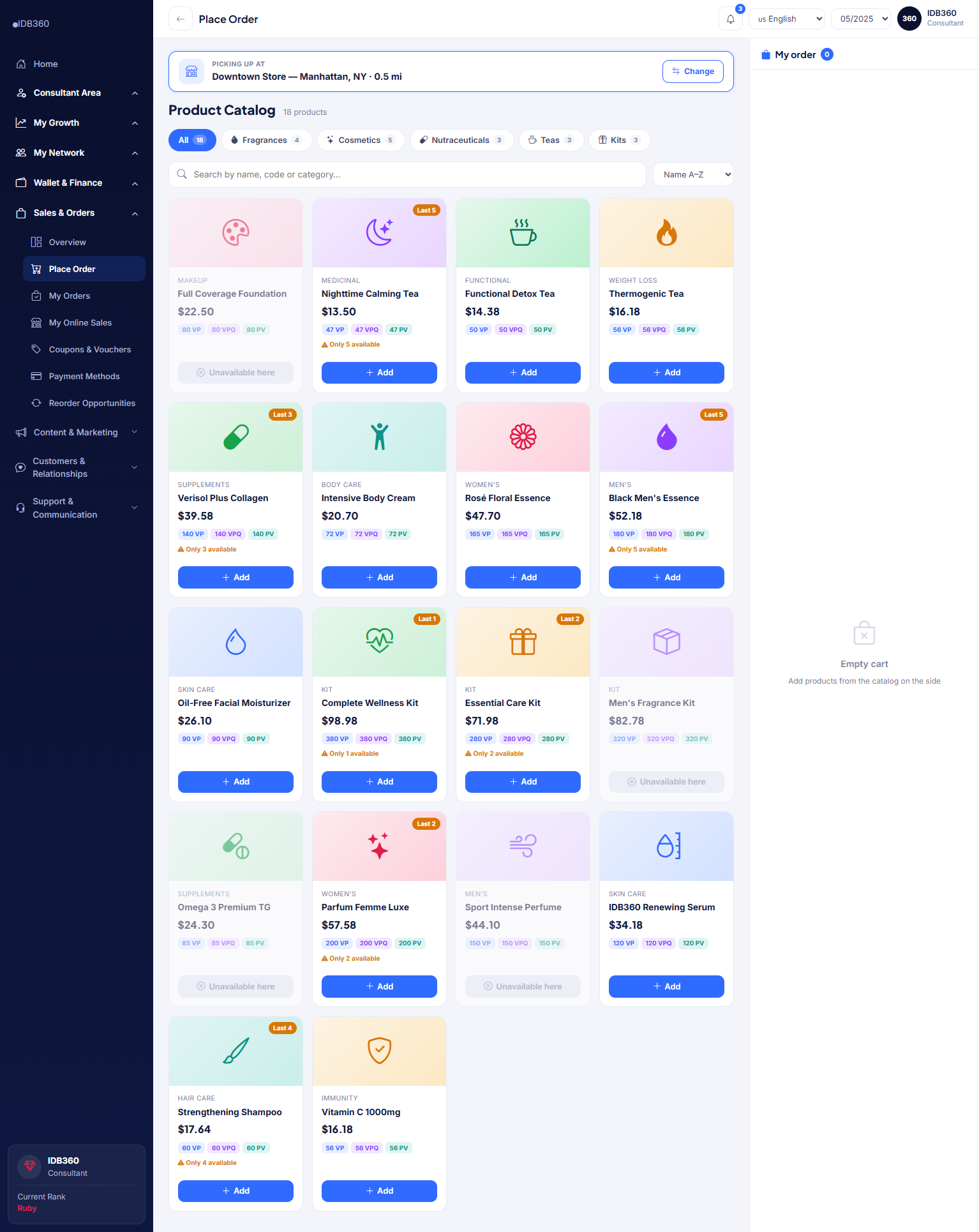 Catalog and order in IDBCONNECT