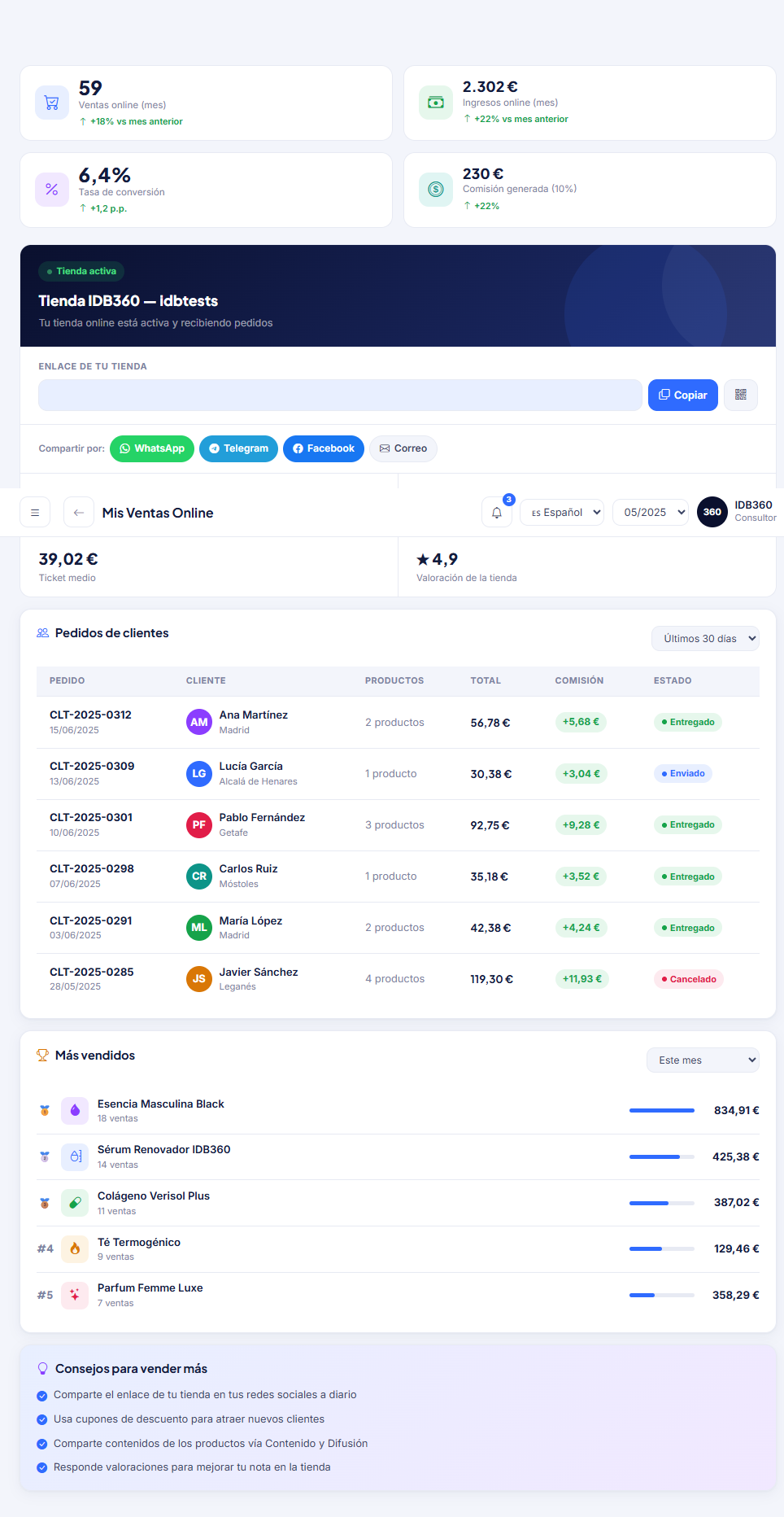 Ventas online en IDBCONNECT