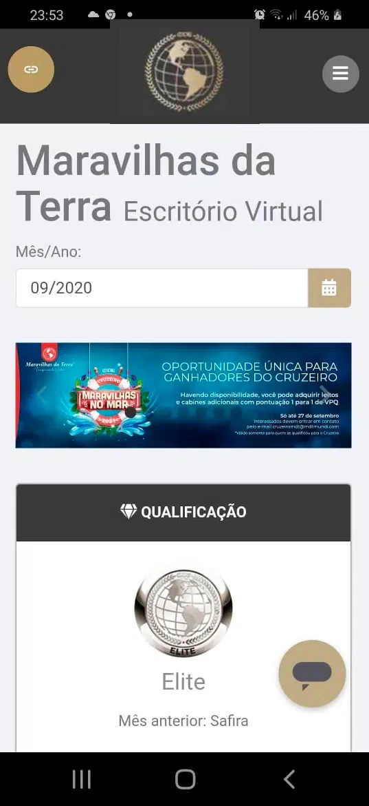 Escritório Virtual da Maravilhas da Terra em operação real, com painel de qualificação do consultor